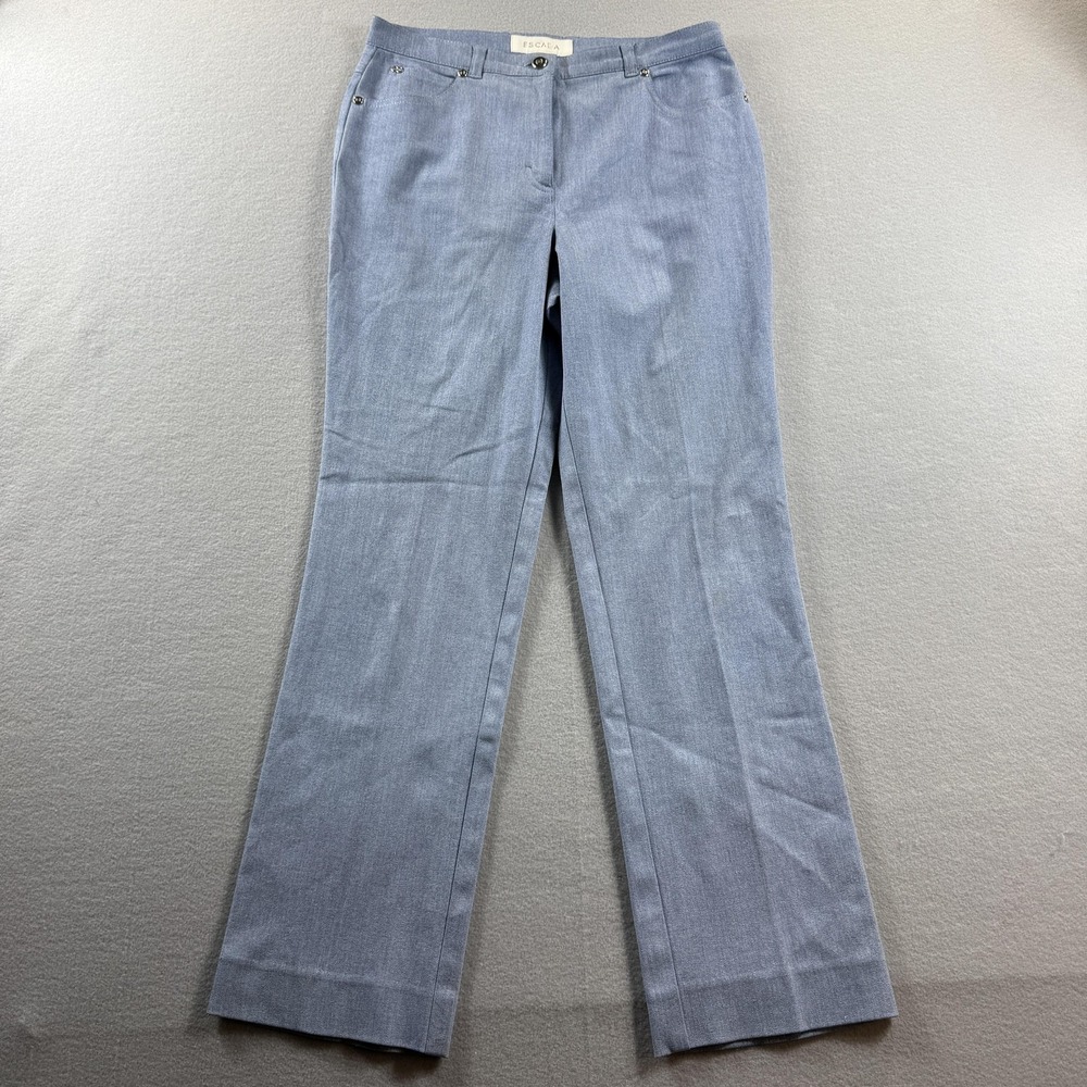 Escada Denim Dress Pants Womens 36 Blue Stretch Flat Front Pockets 28x27